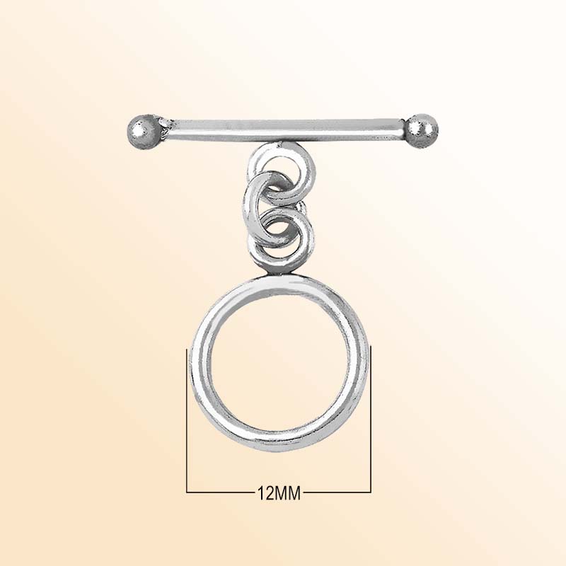 Handcrafted 925 Sterling Silver toggle clasp with polished ring and bar, elegant jewelry closure made in India