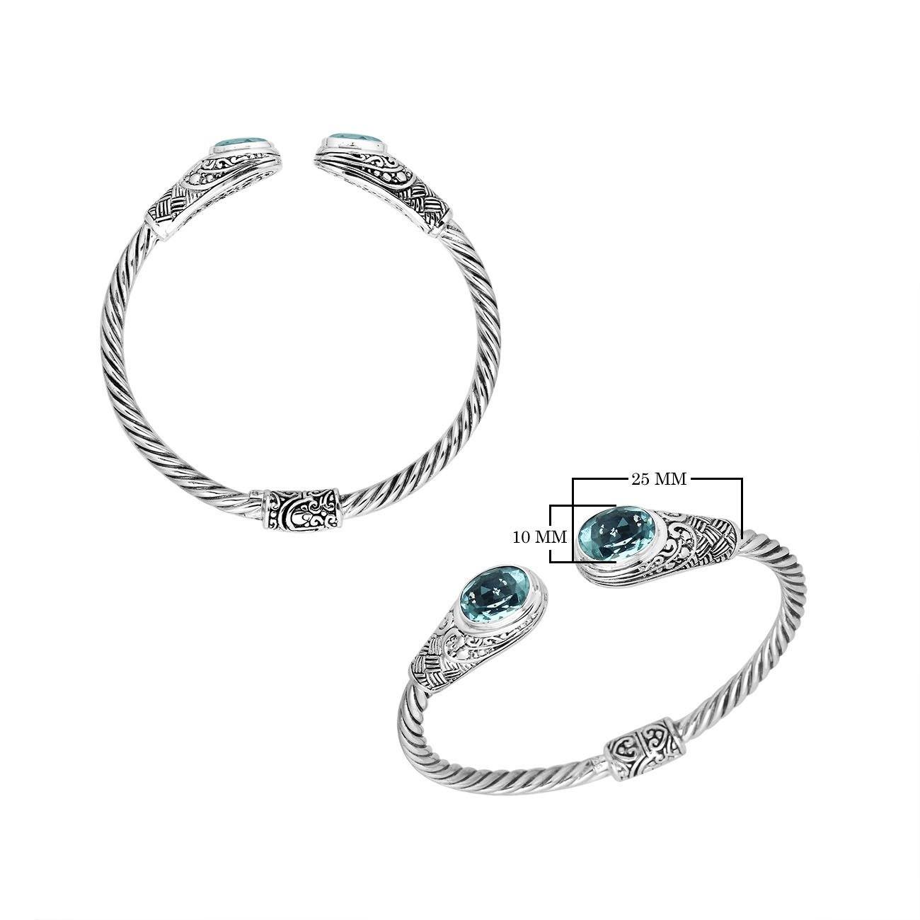Blue Topaz Quartz Bangle – Handcrafted Sterling Silver Jewelry