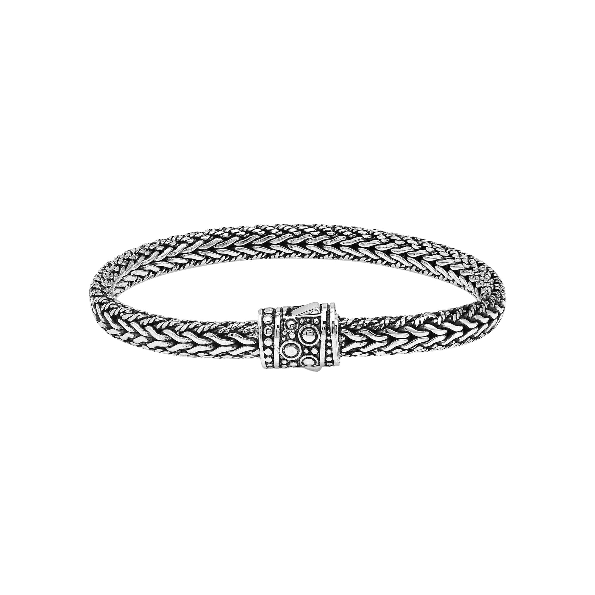 Handcrafted 925 Sterling Silver woven bracelet with Balinese push lock clasp design