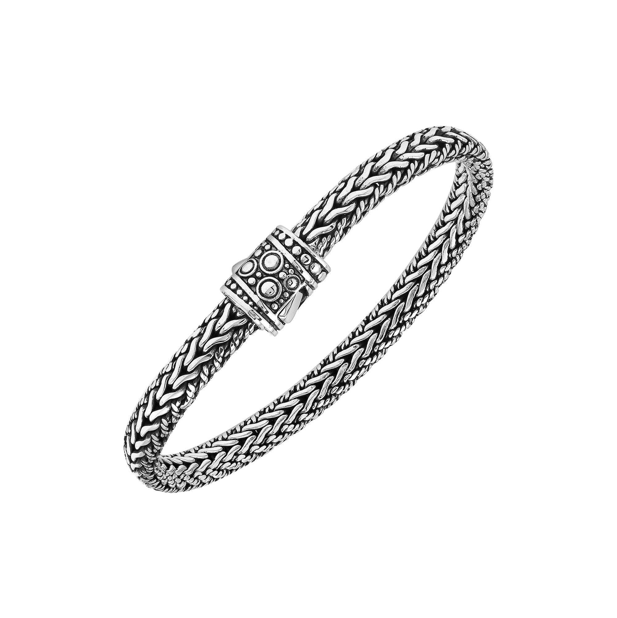 Handcrafted 925 Sterling Silver woven bracelet with Balinese push lock clasp design