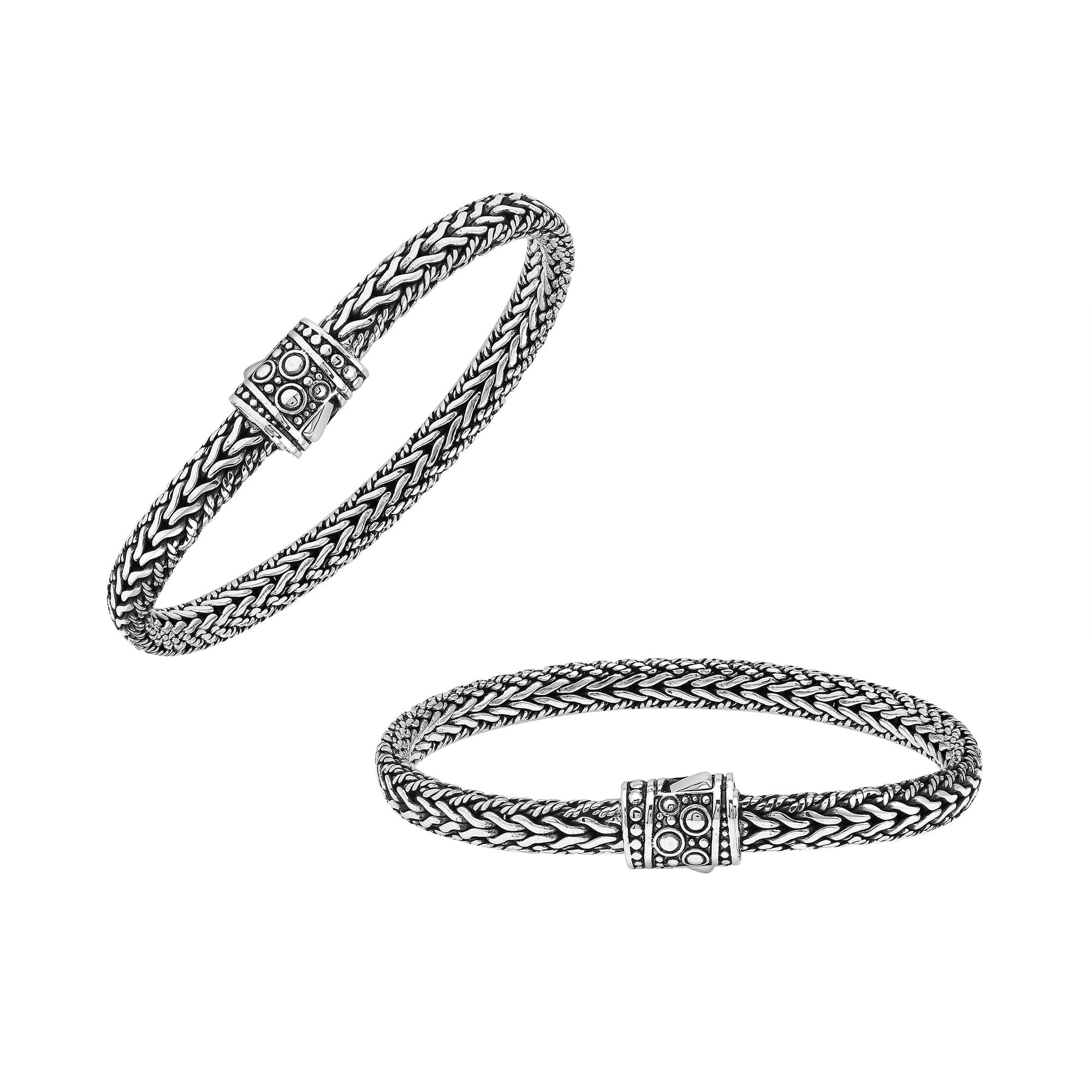 Handcrafted 925 Sterling Silver woven bracelet with Balinese push lock clasp design