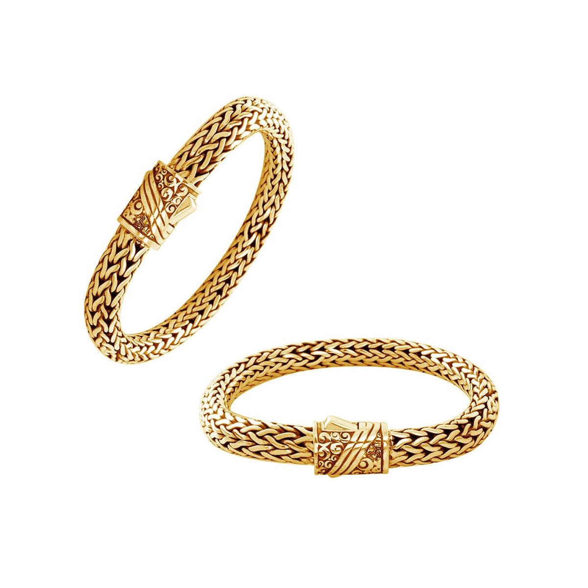 Handcrafted 18K Gold Plated Sterling Silver woven bracelet with Balinese push lock clasp design