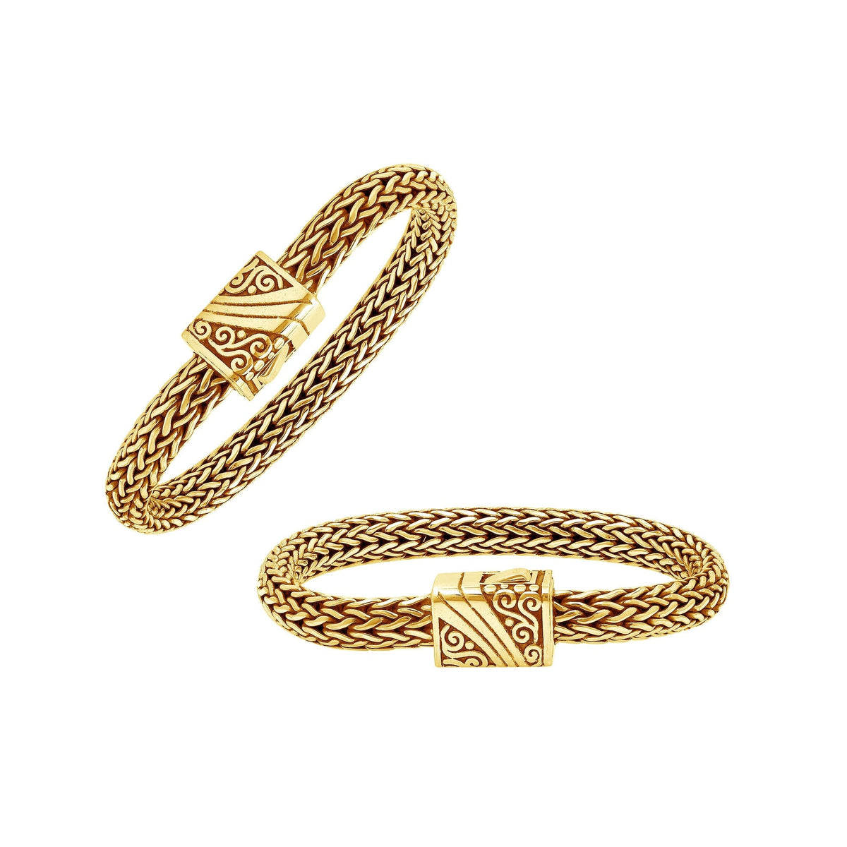 Handcrafted 18K Gold Plated Sterling Silver woven bracelet with Balinese clasp design