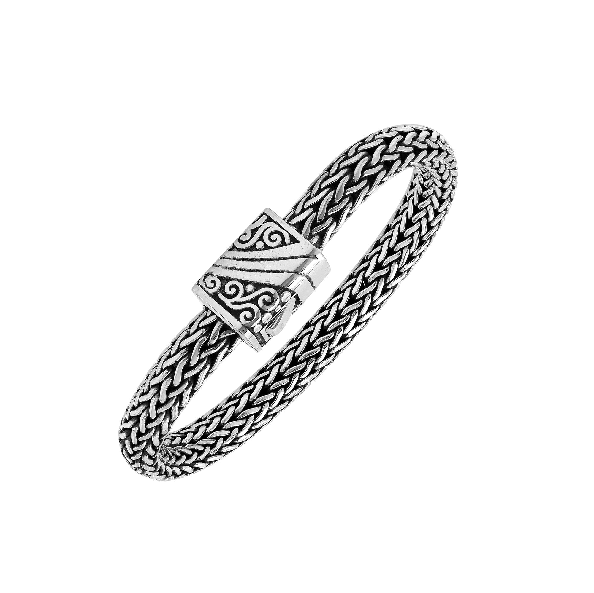 Handcrafted 925 Sterling Silver woven bracelet with Balinese clasp and artisan finish