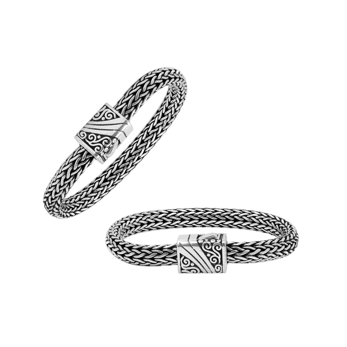 Handcrafted 925 Sterling Silver woven bracelet with Balinese clasp and artisan finish