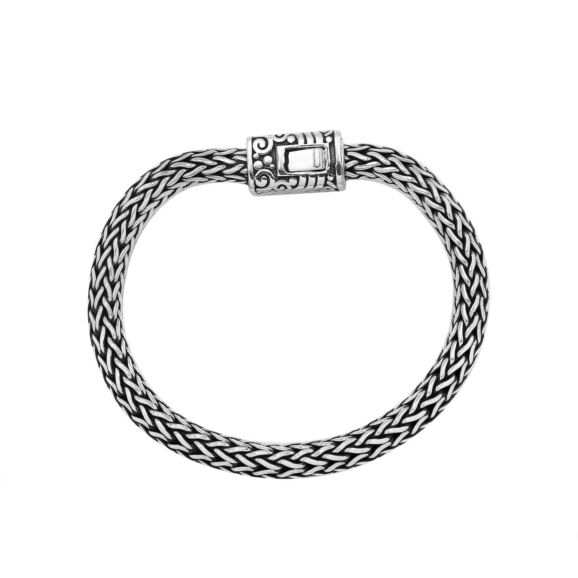 Handcrafted 925 Sterling Silver woven bracelet with Balinese clasp and artisan finish