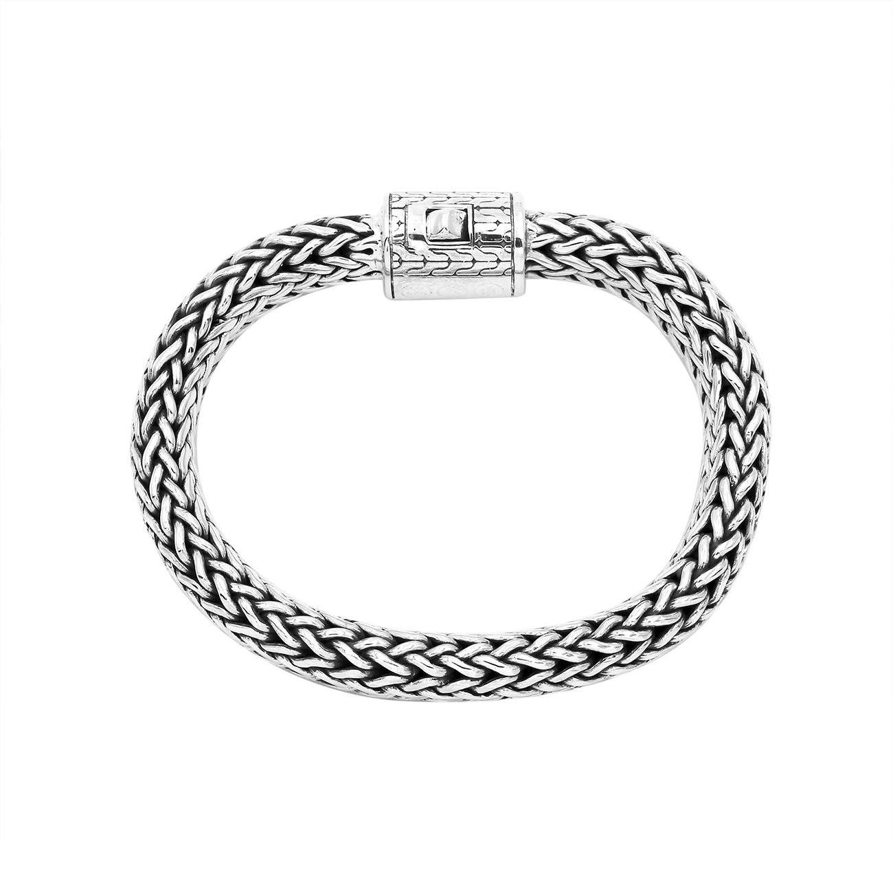 Handcrafted 925 Sterling Silver woven bracelet with designer push lock clasp