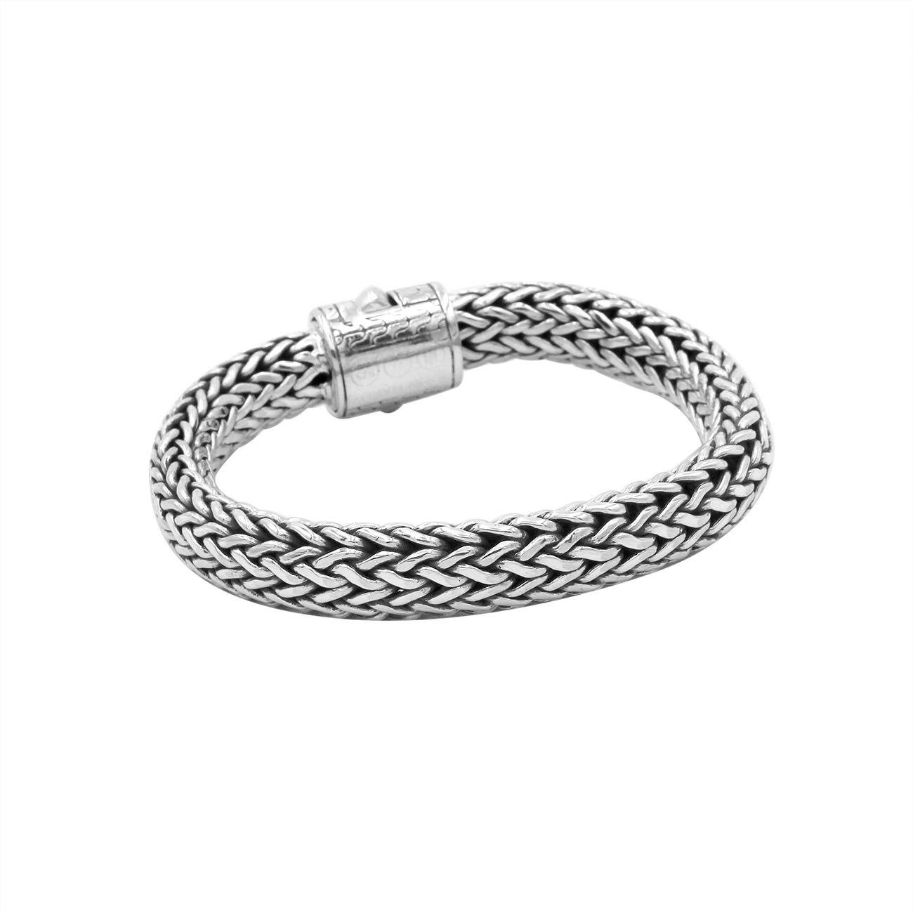 Handcrafted 925 Sterling Silver woven bracelet with designer push lock clasp