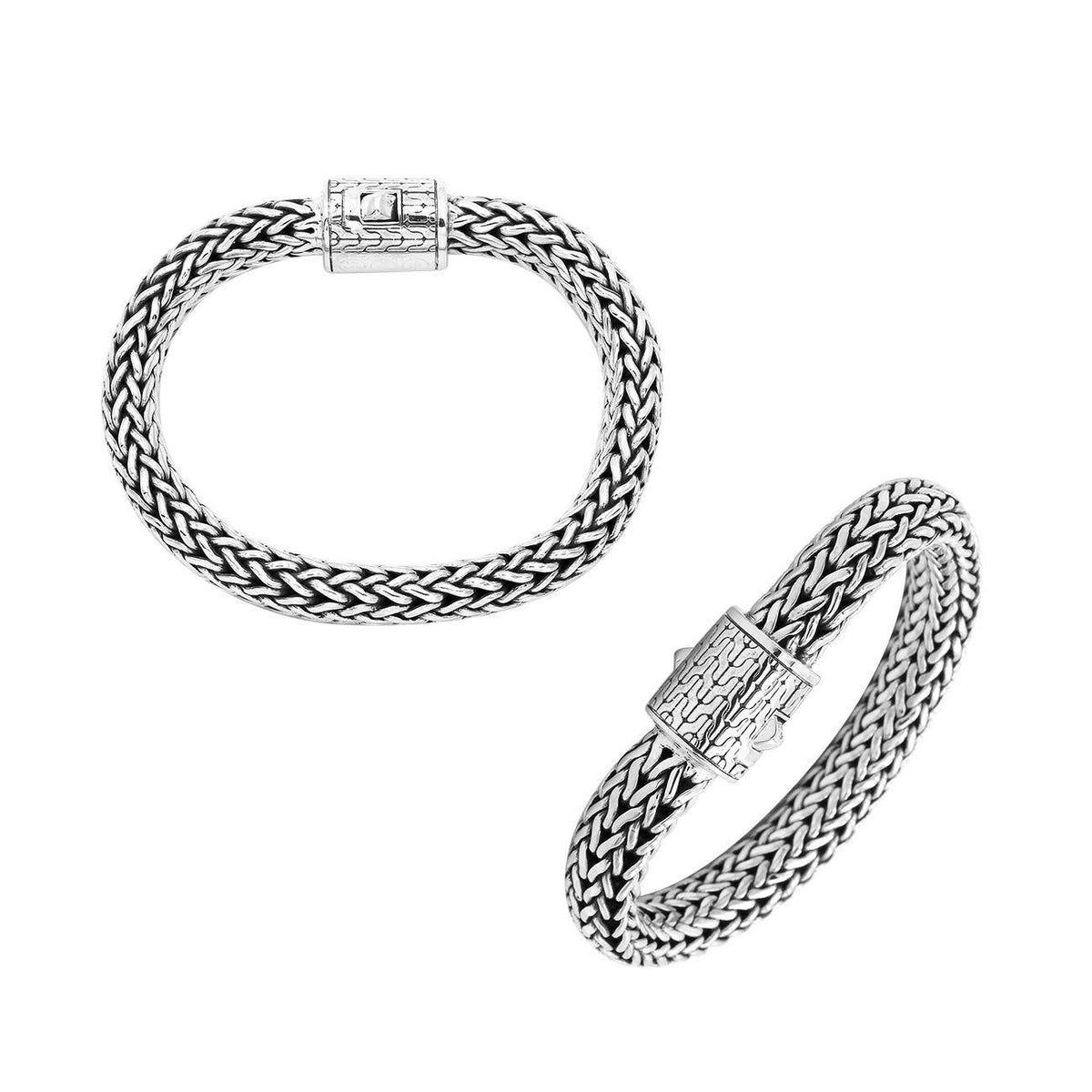 Handcrafted 925 Sterling Silver woven bracelet with designer push lock clasp