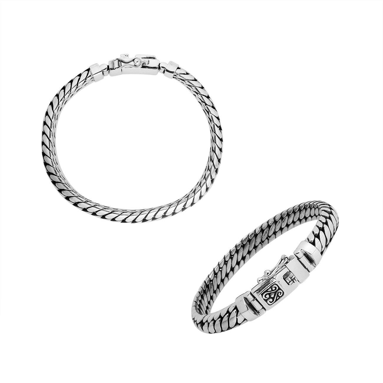 AB-1099-S-7" Sterling Silver Bracelet With Plain Silver Jewelry Bali Designs Inc 