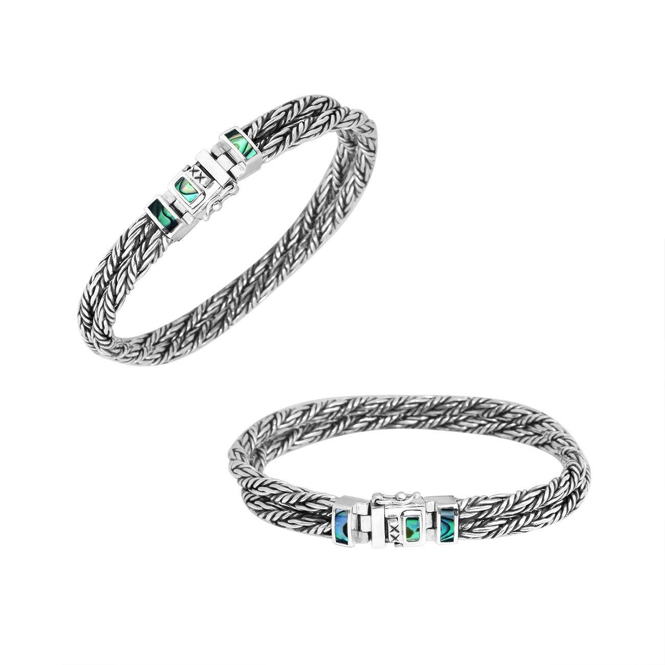 AB-1102-AB-7.5" Sterling Silver Bracelet With Abalone Shell Jewelry Bali Designs Inc 