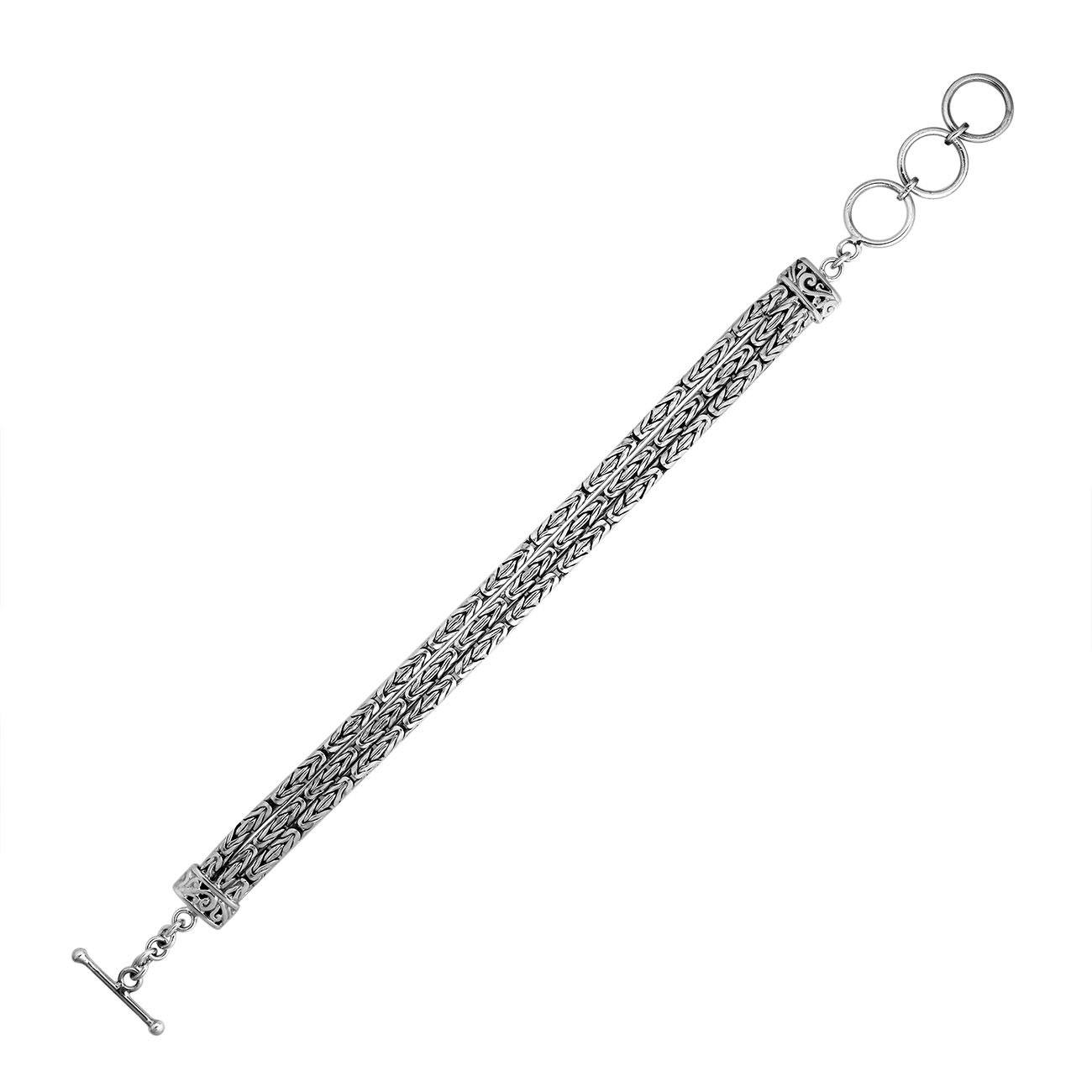 Sterling Silver 3 MM Handcrafted Bali Chain Bracelet for Men & Women
