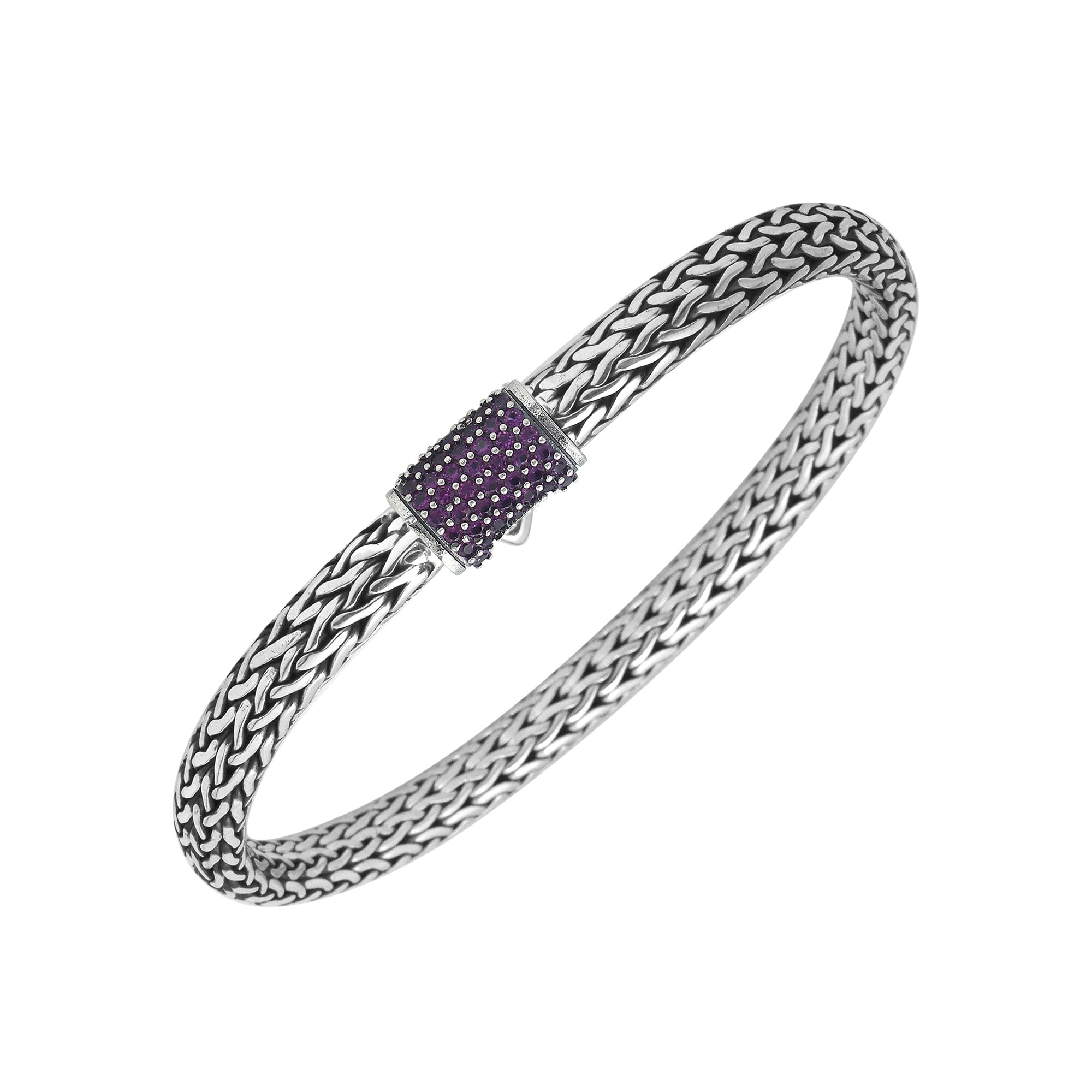 AB-1122-AM-7 Sterling Silver Bracelet With Amethyst Q. Jewelry Bali Designs Inc 