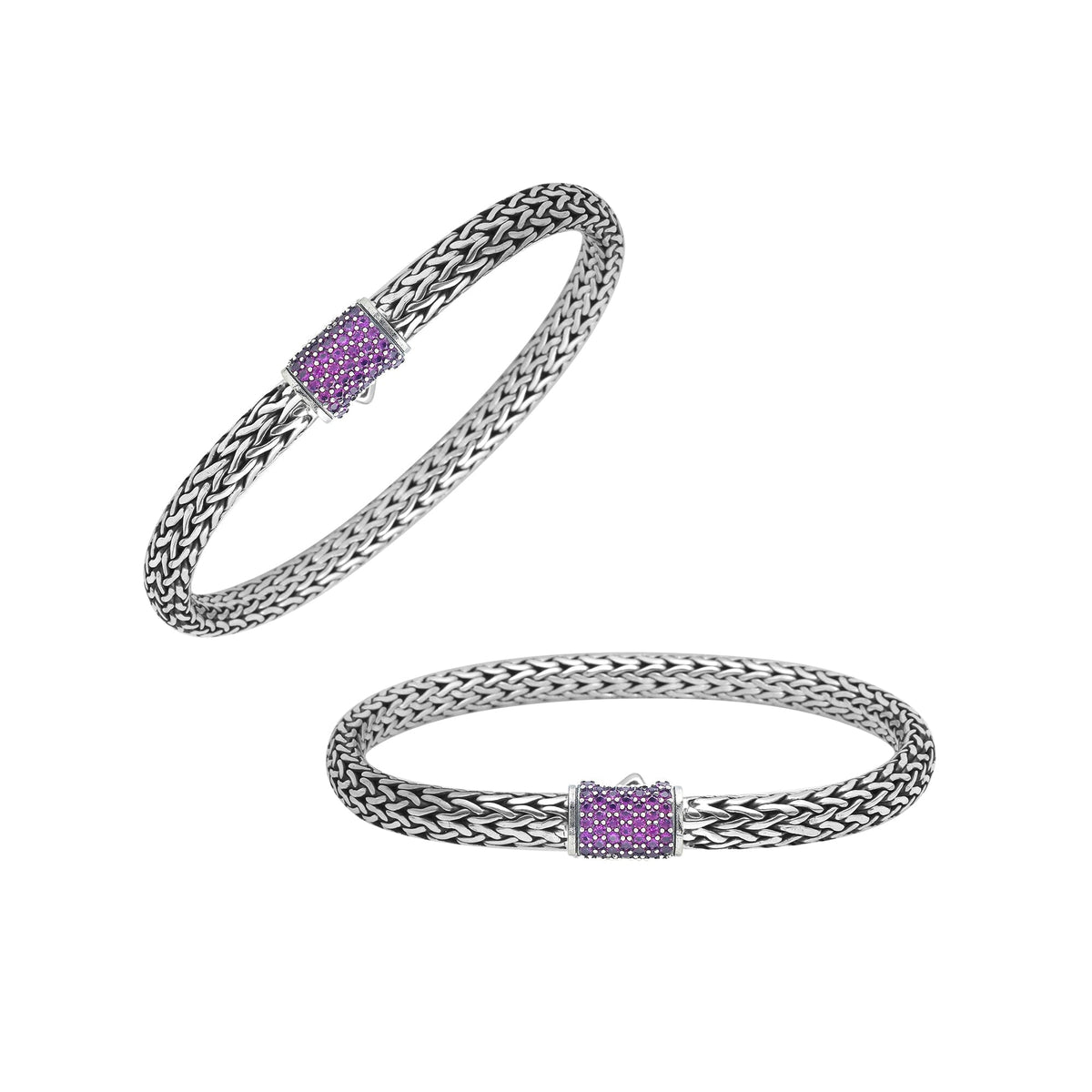 AB-1122-AM-7 Sterling Silver Bracelet With Amethyst Q. Jewelry Bali Designs Inc 