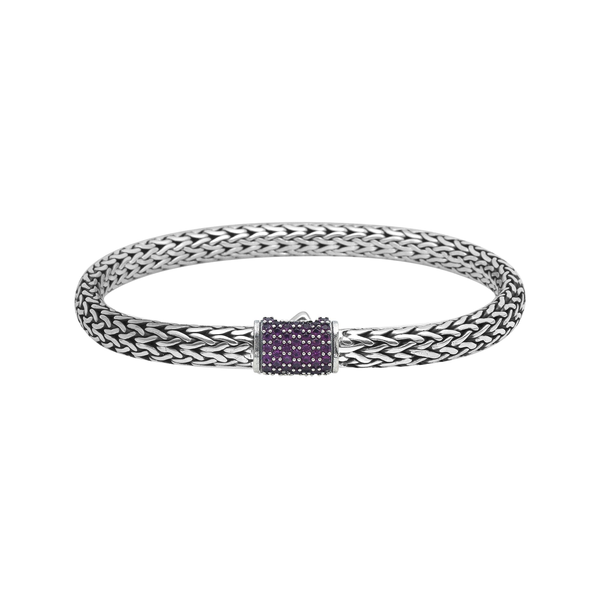 AB-1122-AM-7 Sterling Silver Bracelet With Amethyst Q. Jewelry Bali Designs Inc 
