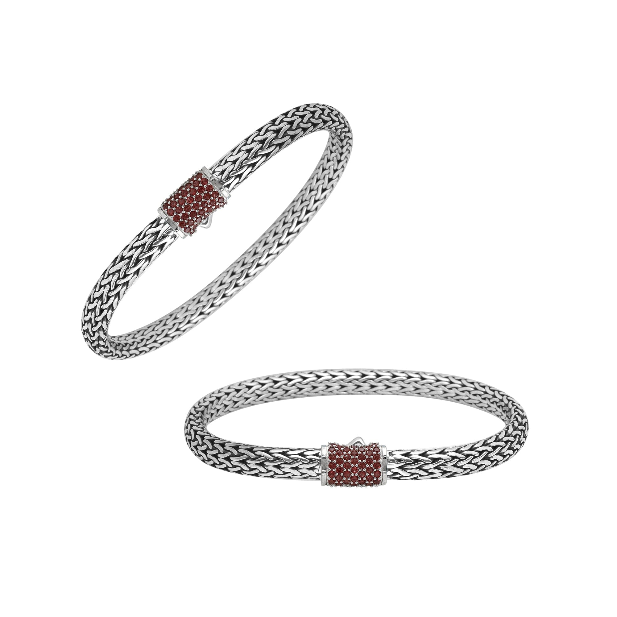 AB-1122-GA-7 Sterling Silver Bracelet With Garnet Q. Jewelry Bali Designs Inc 