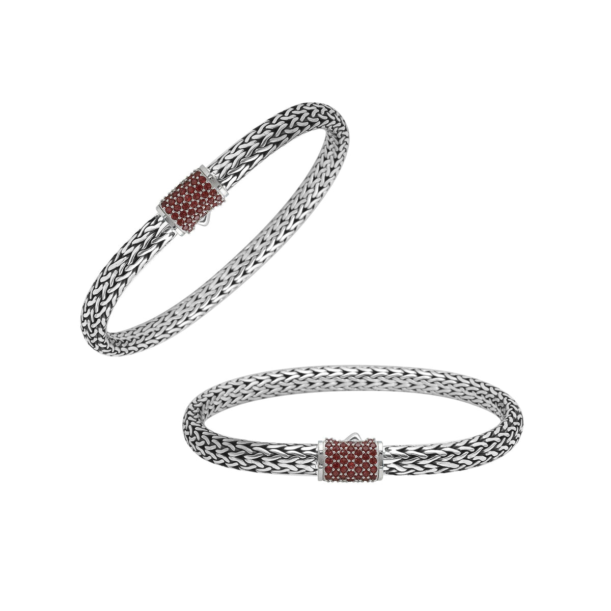 AB-1122-GA-7 Sterling Silver Bracelet With Garnet Q. Jewelry Bali Designs Inc 