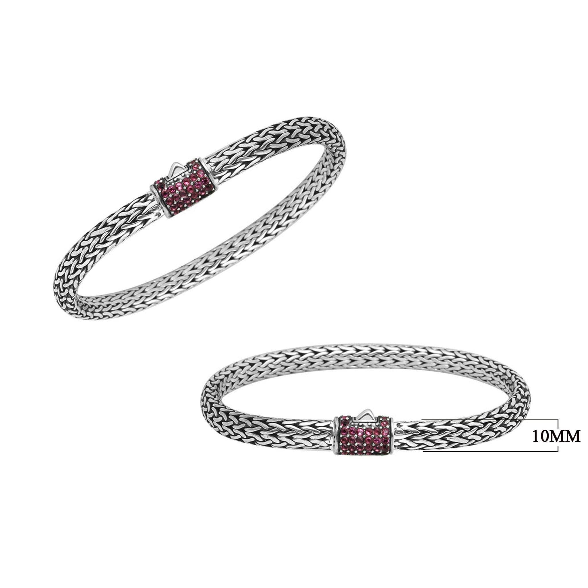 Ruby Quartz sterling silver braided bracelet with detailed clasp