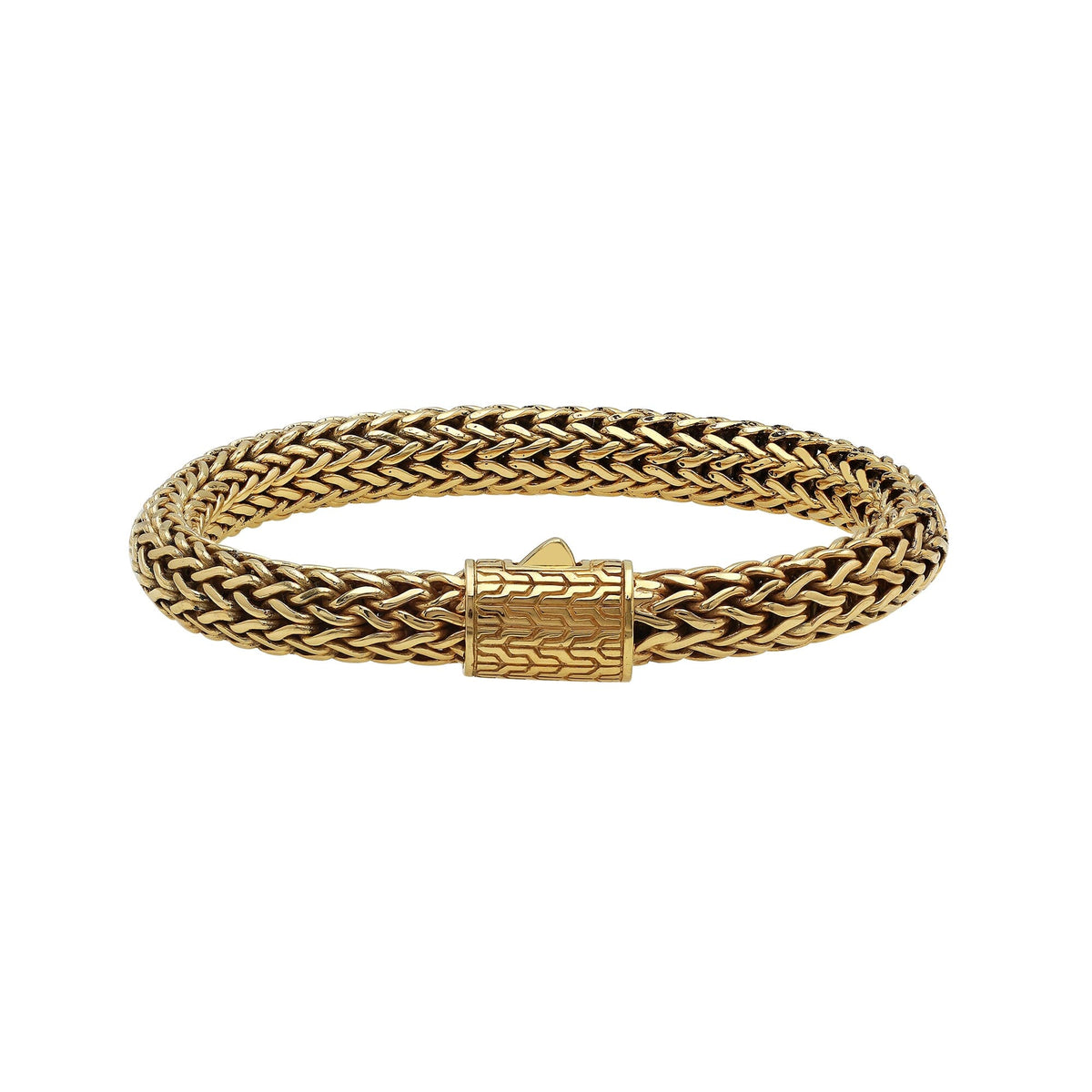 Handcrafted 18K gold plated sterling silver woven bracelet with push clasp made in Bali.
