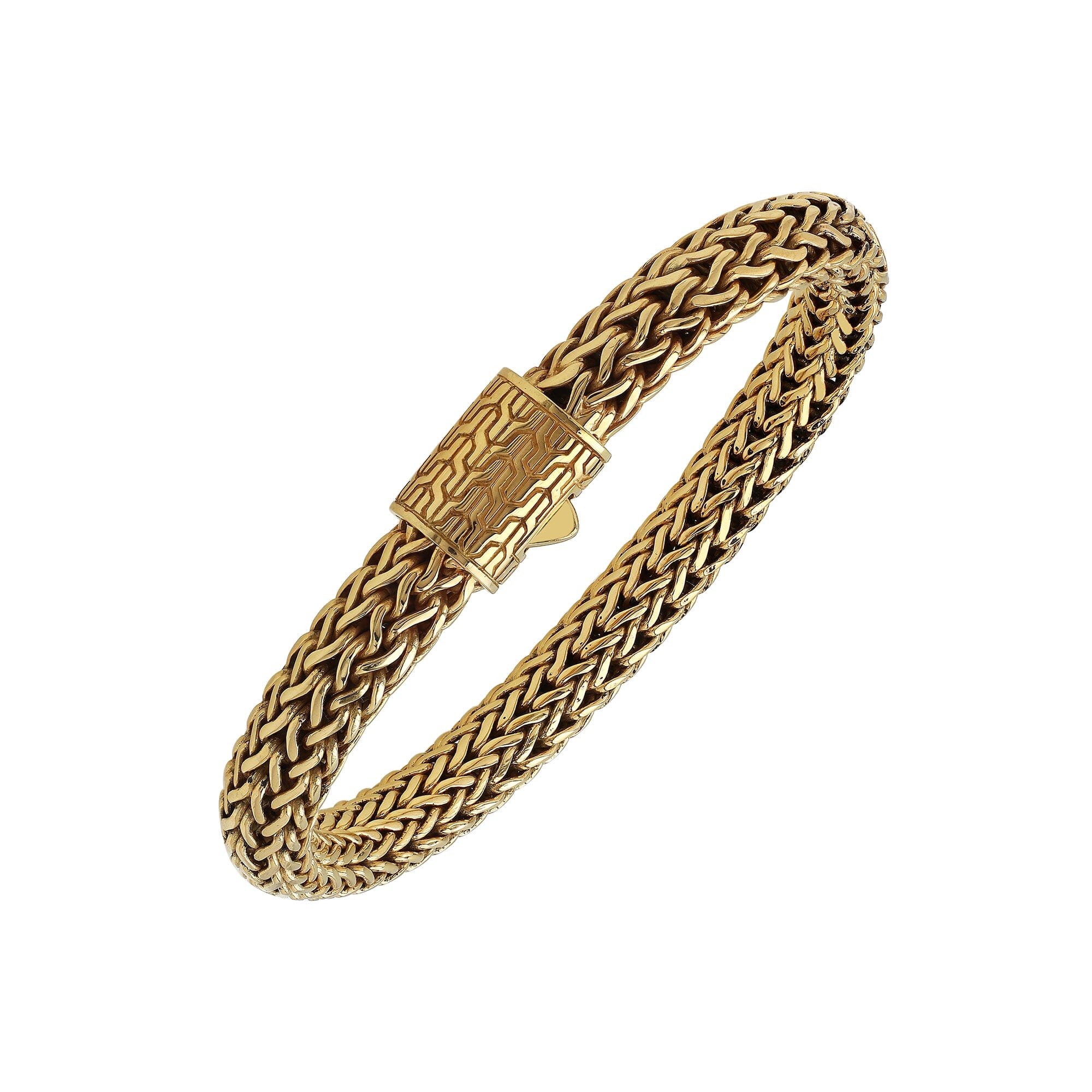 Braided 18K Solid Gold Bracelet With Push Lock