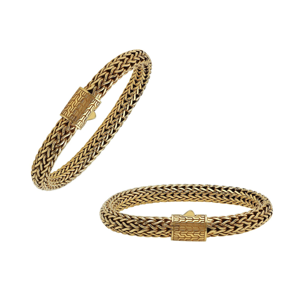 Braided 18K Solid Gold Bracelet With Push Lock