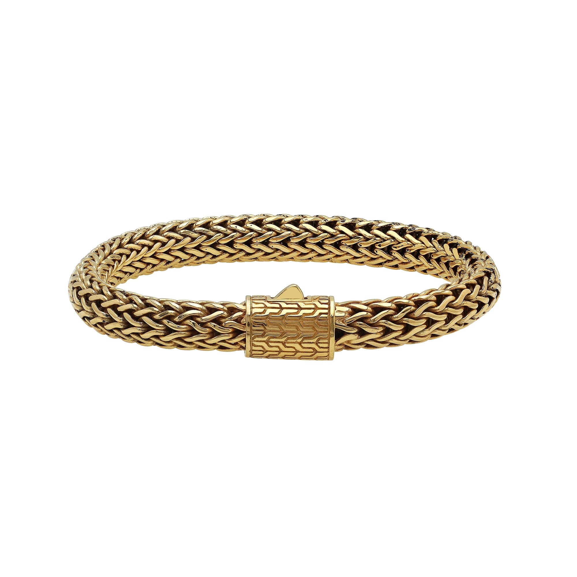Braided 18K Solid Gold Bracelet With Push Lock