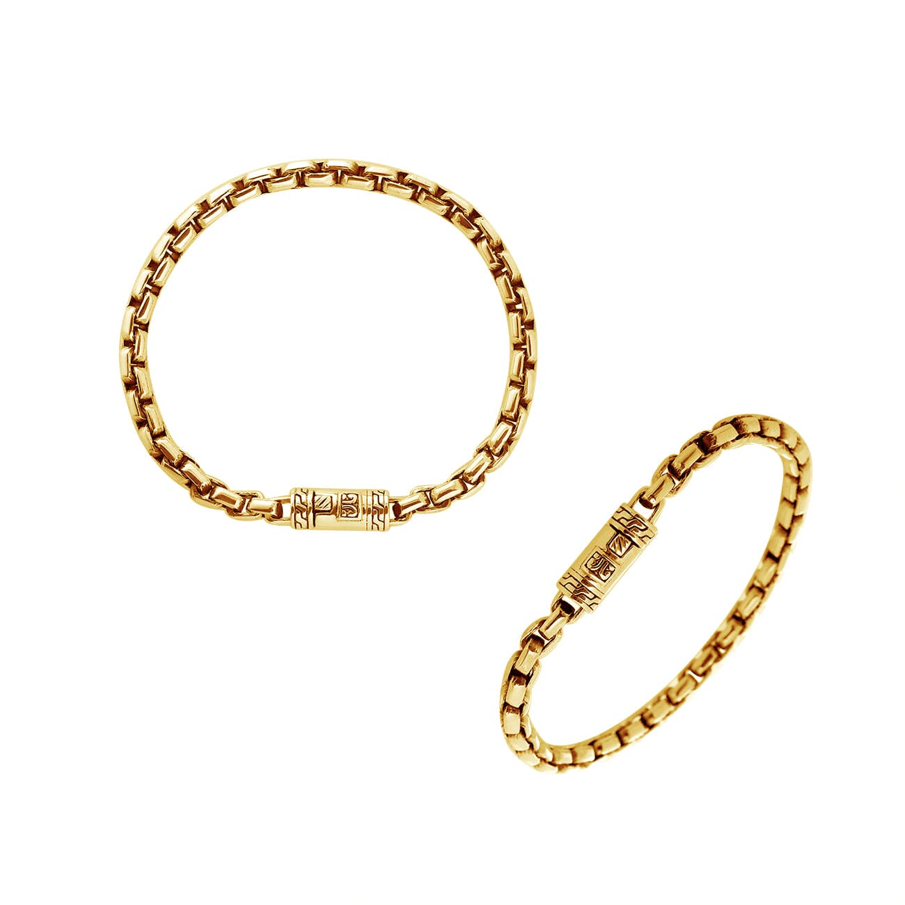 18K Gold Plated Silver Cushion Chain Bracelet With Push Clasp