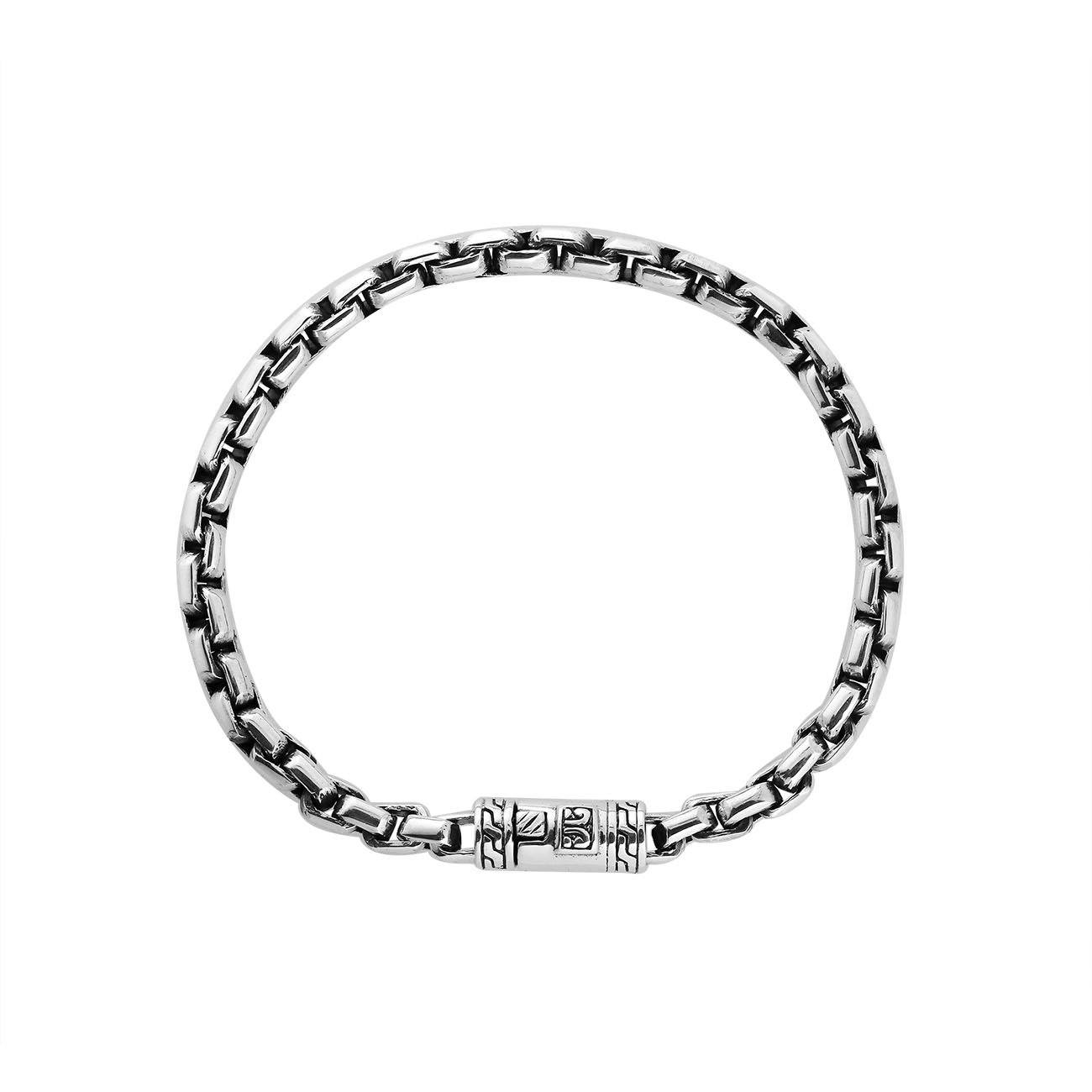Sterling Silver Cushion Chain Bracelet With Polished Finish
