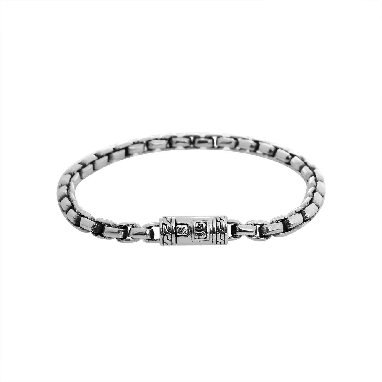 Sterling Silver Cushion Chain Bracelet With Polished Finish