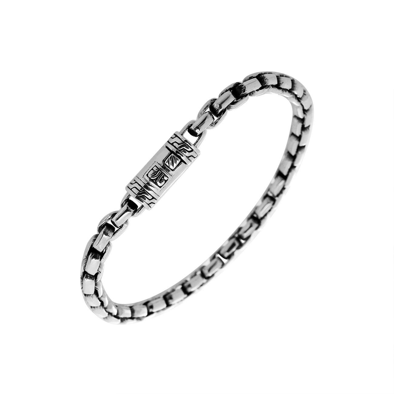 Sterling Silver Cushion Chain Bracelet With Polished Finish