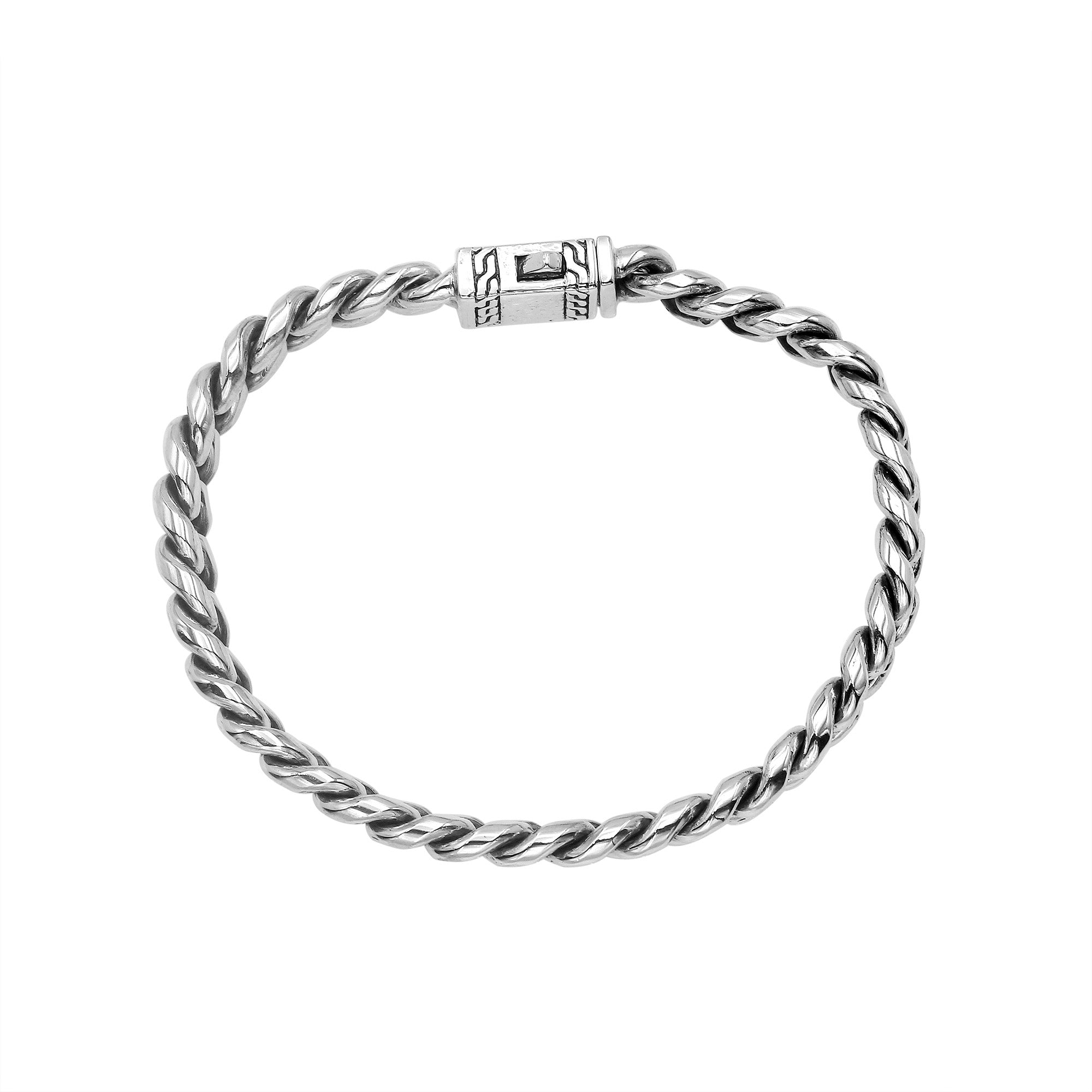Elegant sterling silver Cuban chain bracelet with polished links and engraved clasp