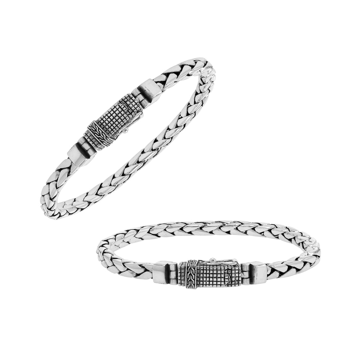 Balinese Flat Wheat Silver Bracelet With Polished Finish And Box Clasp