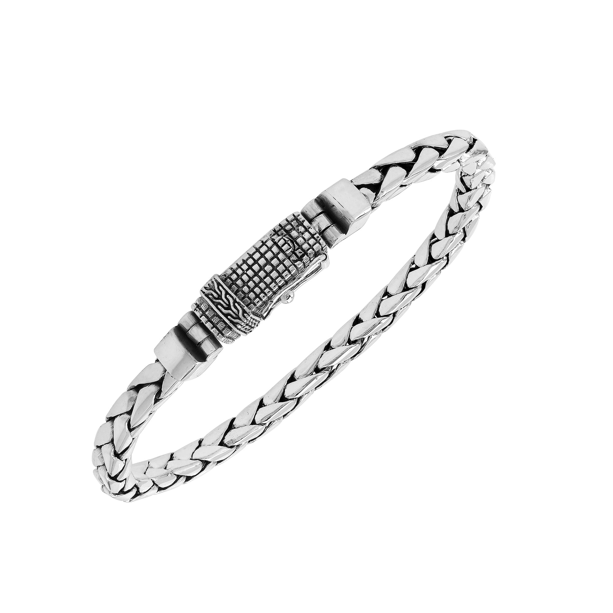 Balinese Flat Wheat Silver Bracelet With Polished Finish And Box Clasp