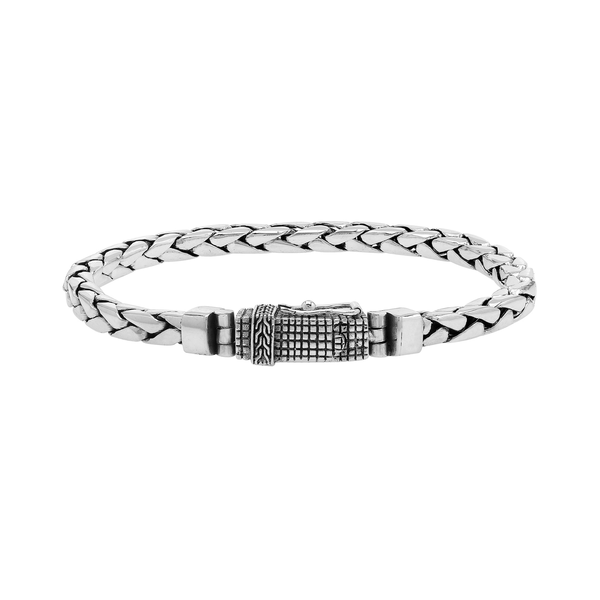 Balinese Flat Wheat Silver Bracelet With Polished Finish And Box Clasp