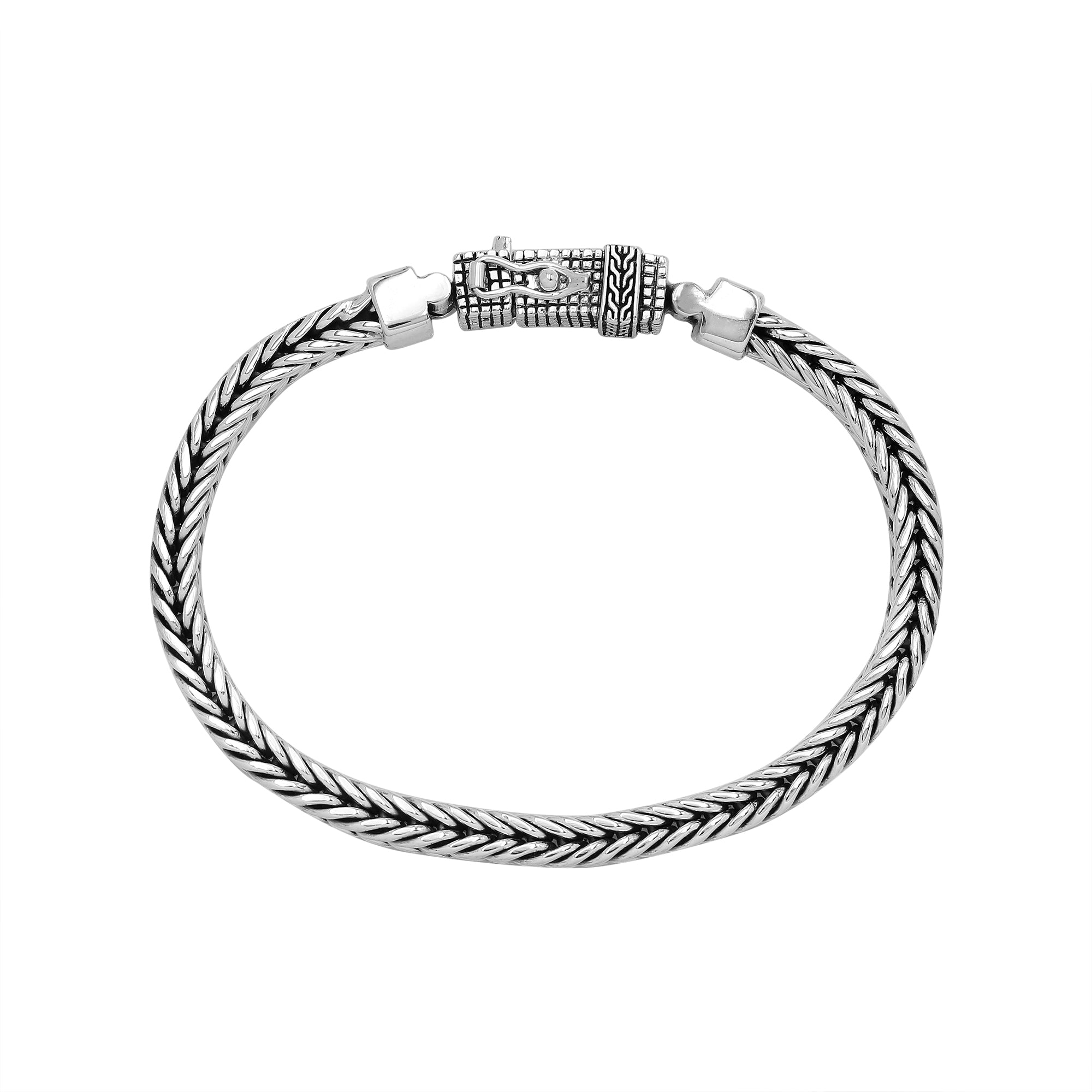 Balinese Weave 925 Sterling Silver Bracelet With Box Lock For Men And Women