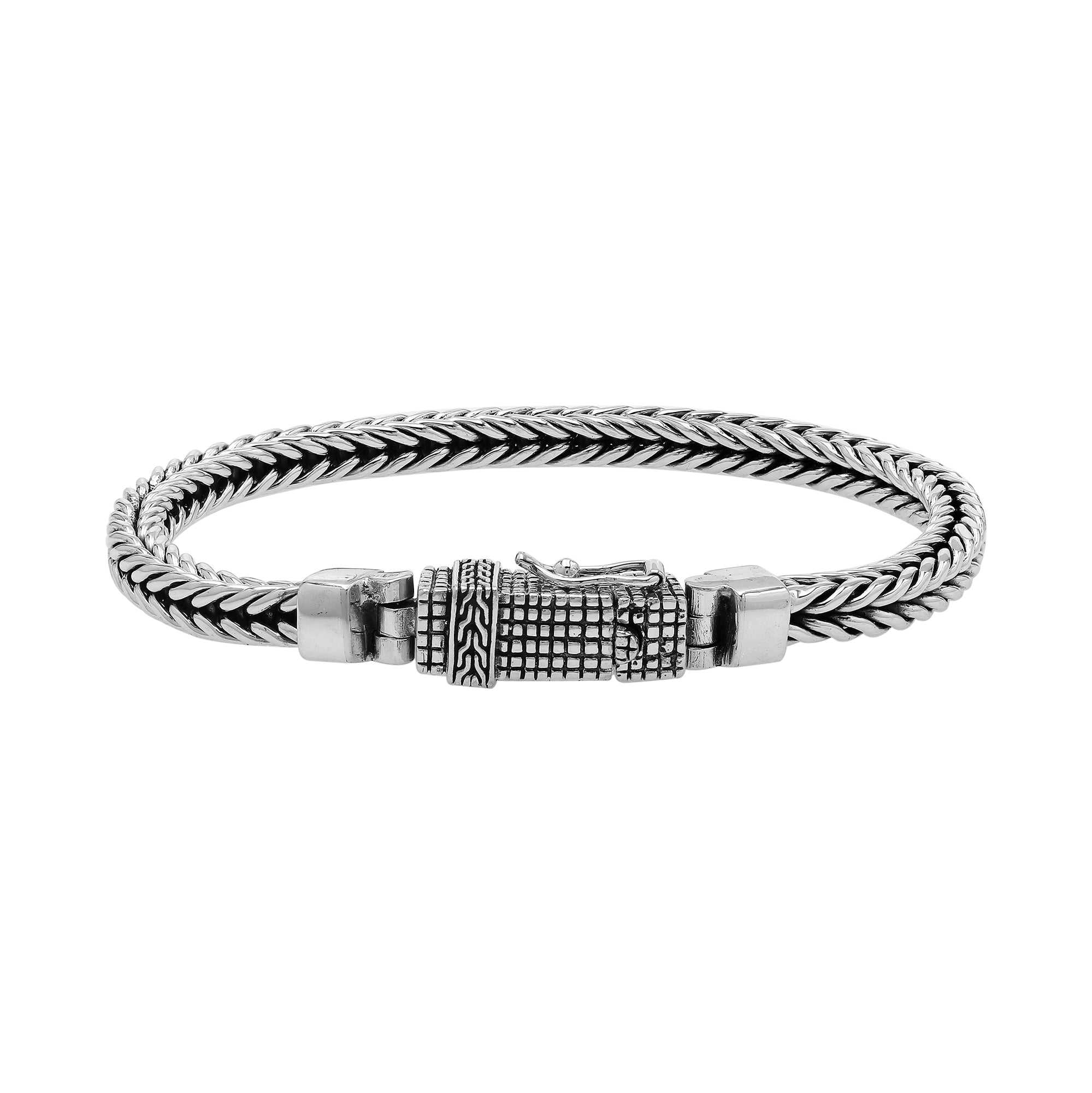 Balinese Weave 925 Sterling Silver Bracelet With Box Lock For Men And Women