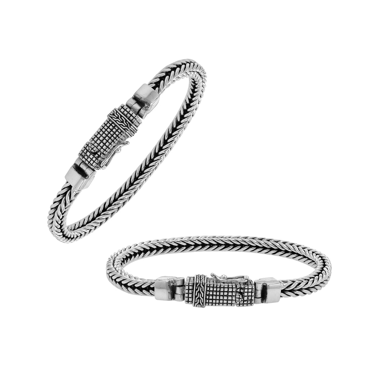Balinese Weave 925 Sterling Silver Bracelet With Box Lock For Men And Women
