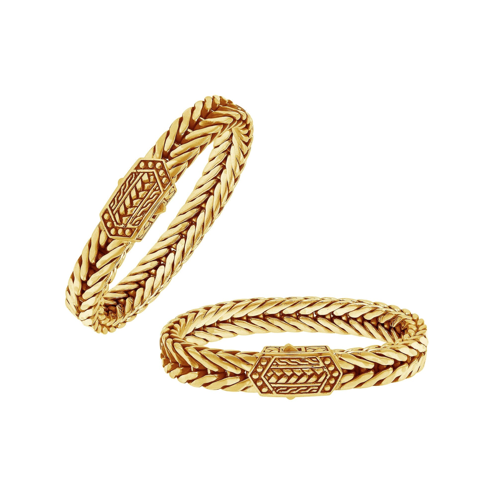 18K Gold Plated Silver Balinese Weave Bracelet With Push Lock For Men And Women