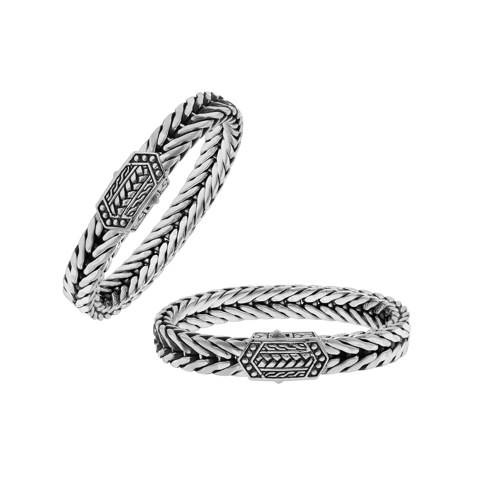 Balinese Weave 925 Sterling Silver Bracelet With Push Lock For Men And Women