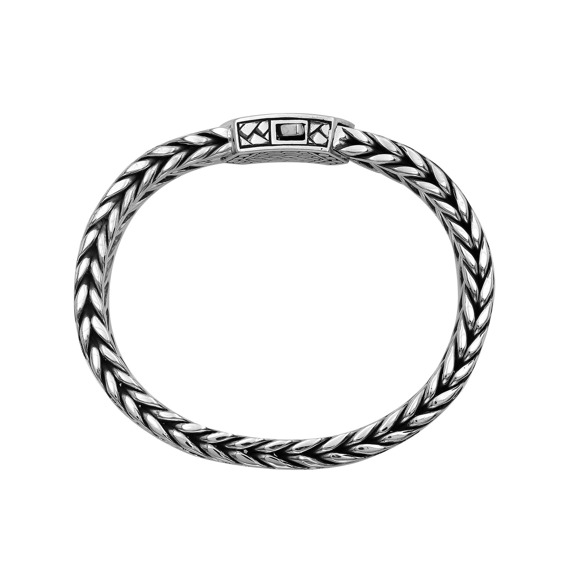 Balinese Weave 925 Sterling Silver Bracelet With Push Lock For Men And Women