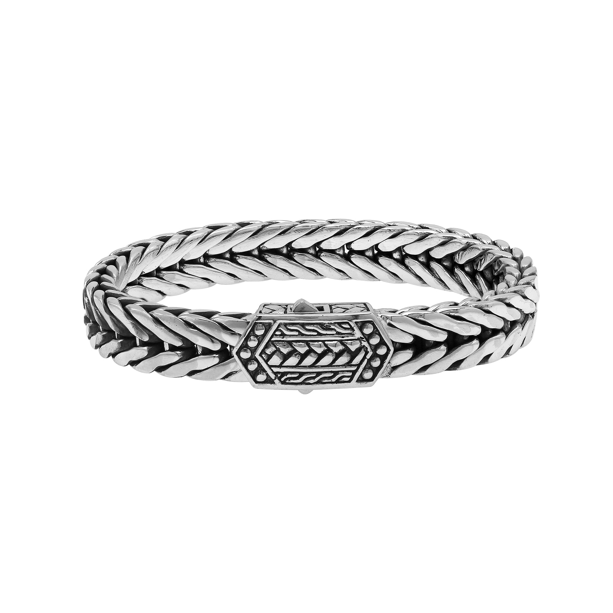 Balinese Weave 925 Sterling Silver Bracelet With Push Lock For Men And Women