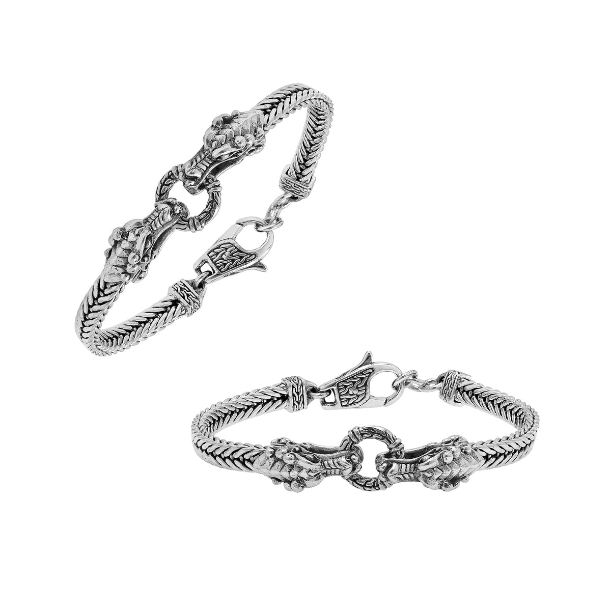 Balinese Dragon 925 Sterling Silver Bracelet With Lobster Lock For Men