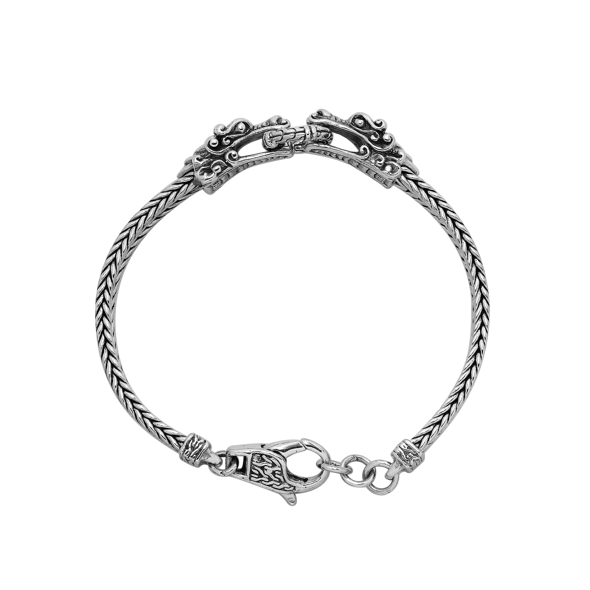 Balinese Dragon 925 Sterling Silver Bracelet With Lobster Lock For Men