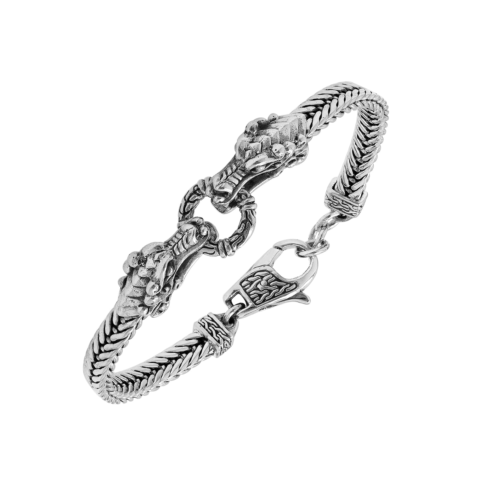 Balinese Dragon 925 Sterling Silver Bracelet With Lobster Lock For Men
