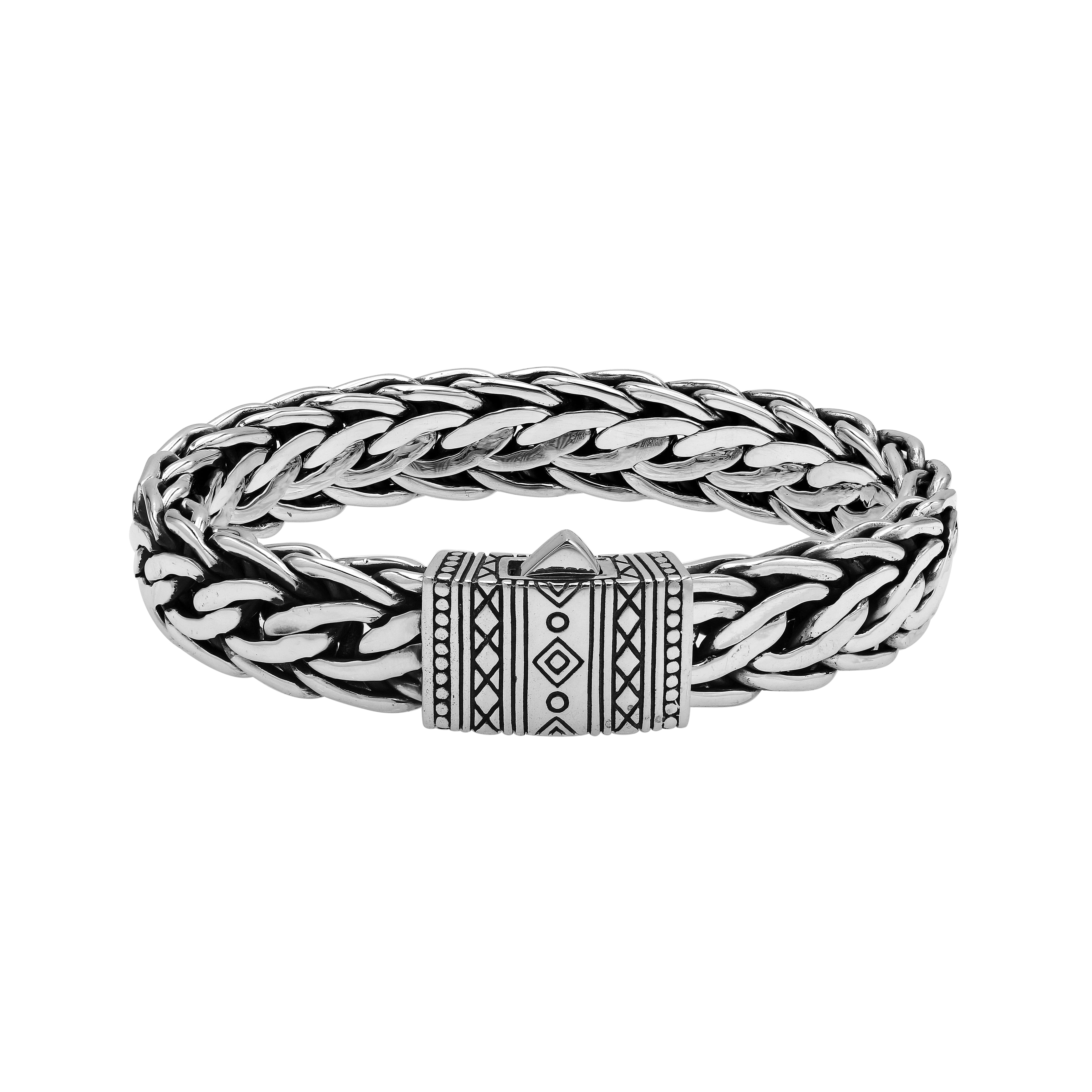 Balinese 925 Sterling Silver Bracelet With 5X12MM Chain And Push Clasp For Men