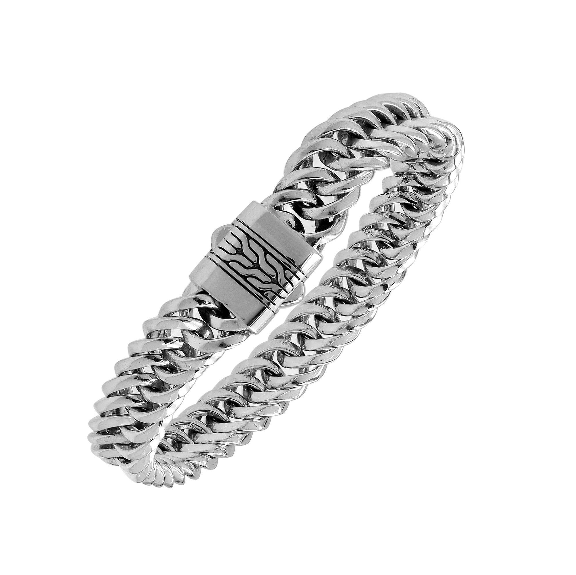 Sterling Silver Bold Curb Chain Bracelet With Polished Push Clasp For Retail