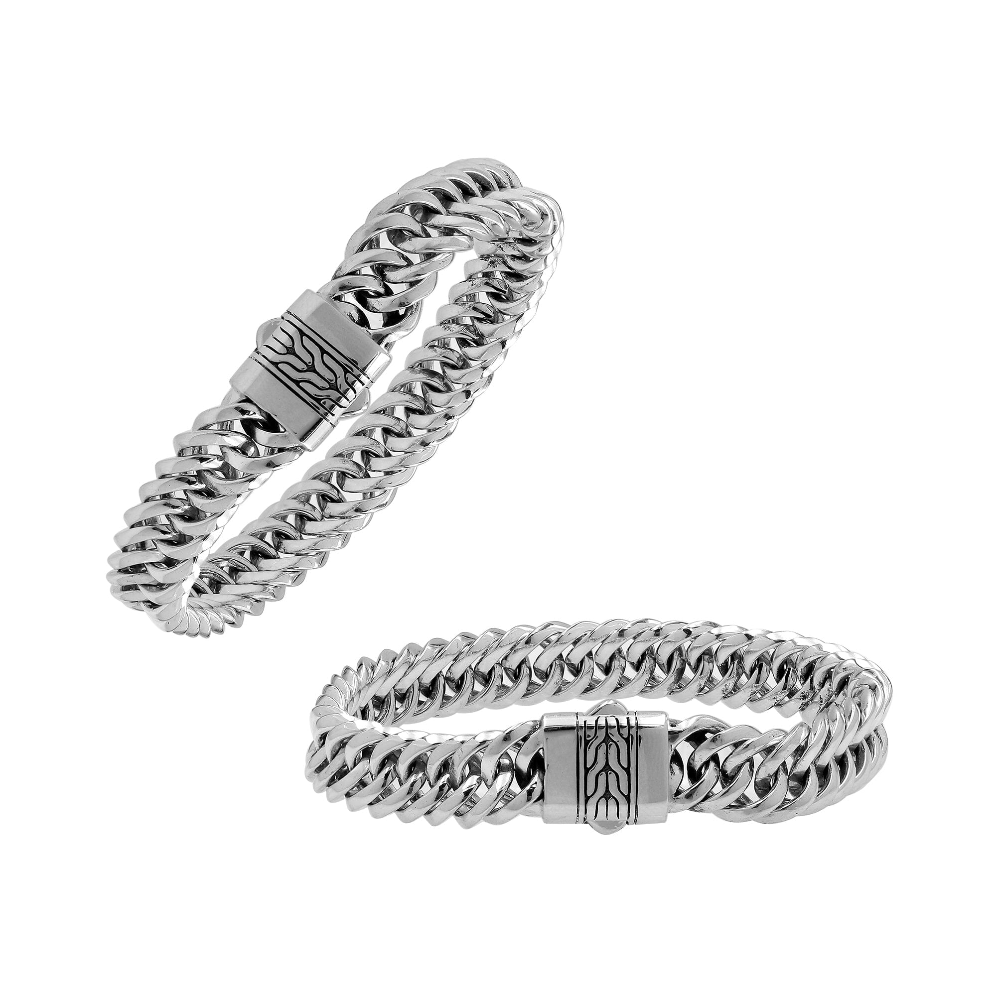 Sterling Silver Bold Curb Chain Bracelet With Polished Push Clasp For Retail