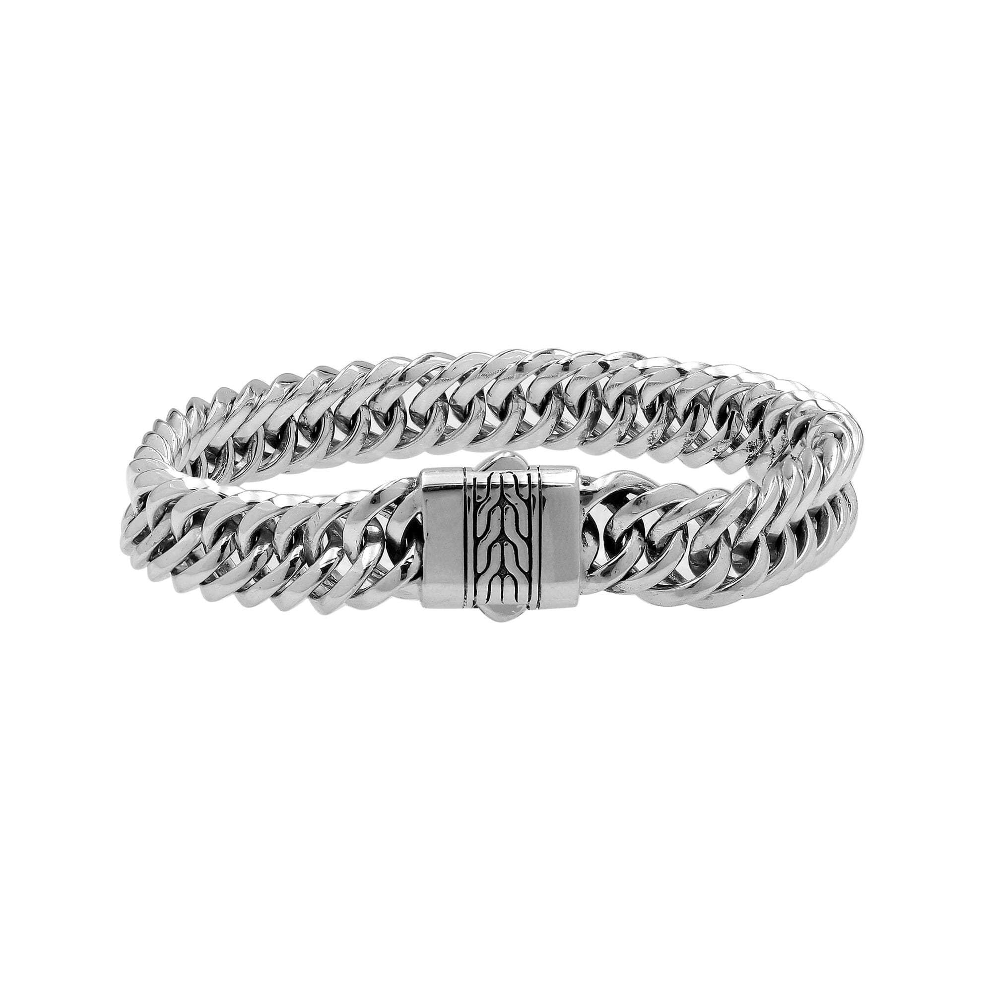 Sterling Silver Bold Curb Chain Bracelet With Polished Push Clasp For Retail