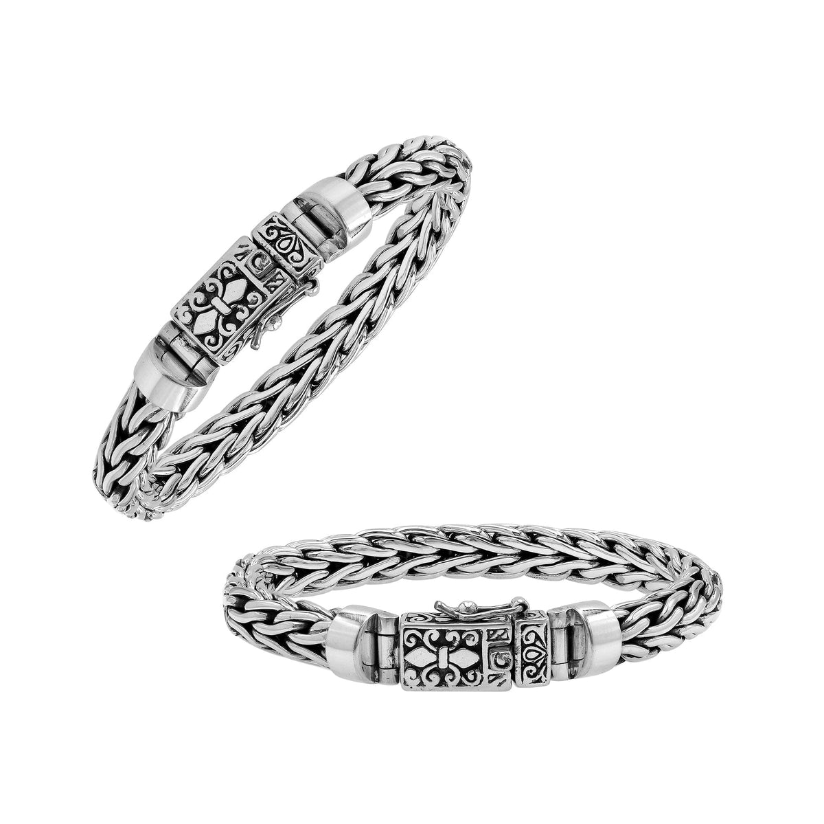 Sterling Silver Wheat Chain Bracelet With Decorative Box Clasp For Retail