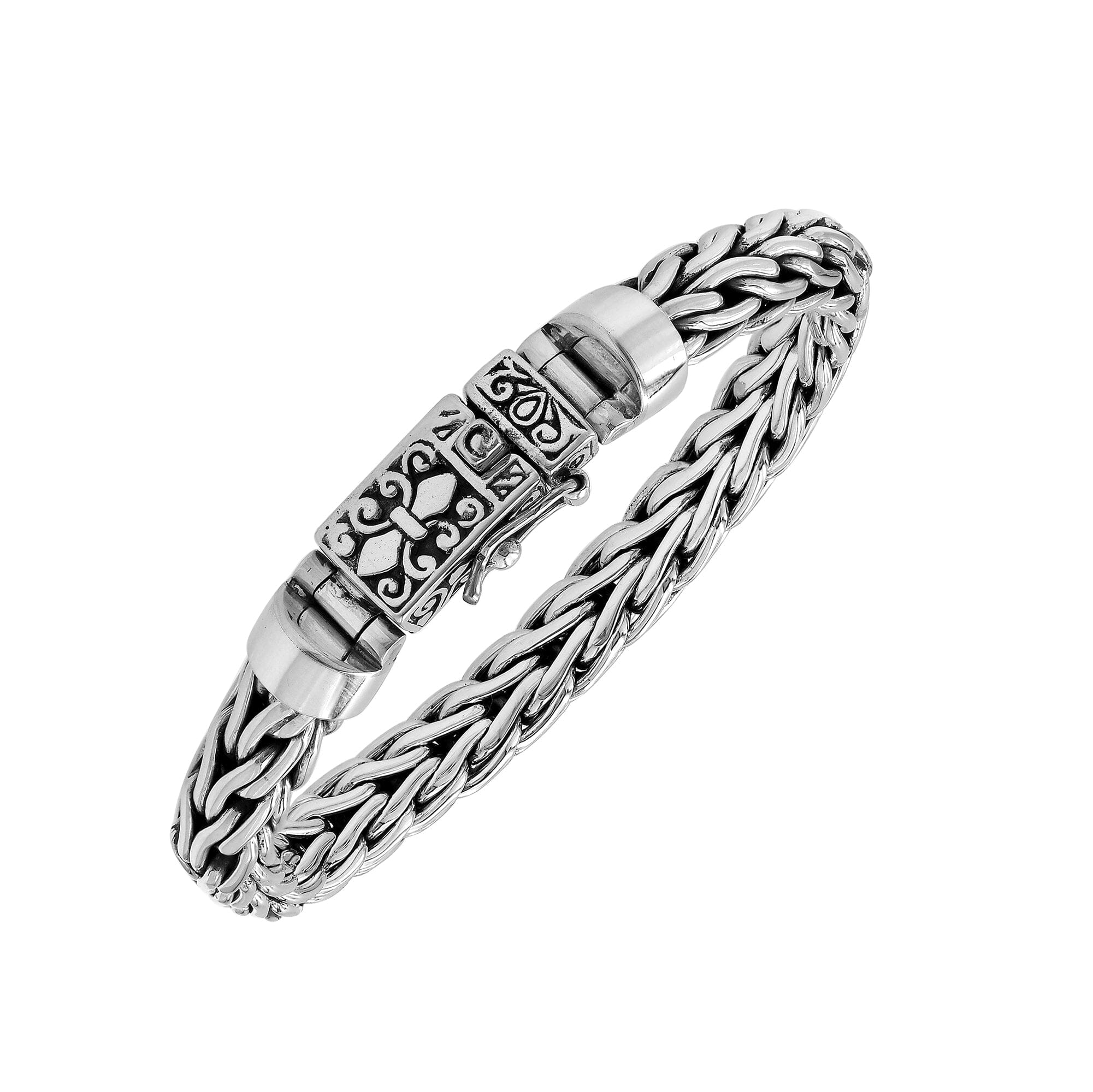Sterling Silver Wheat Chain Bracelet With Decorative Box Clasp For Retail